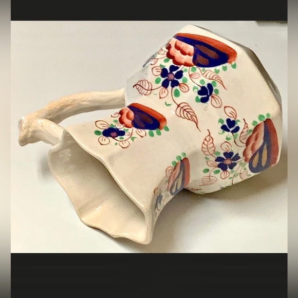 Tree Trunk Handle Gaudy Welsh Forget Me Not Pattern Mason Style Jug Pitcher - Picture 10 of 11